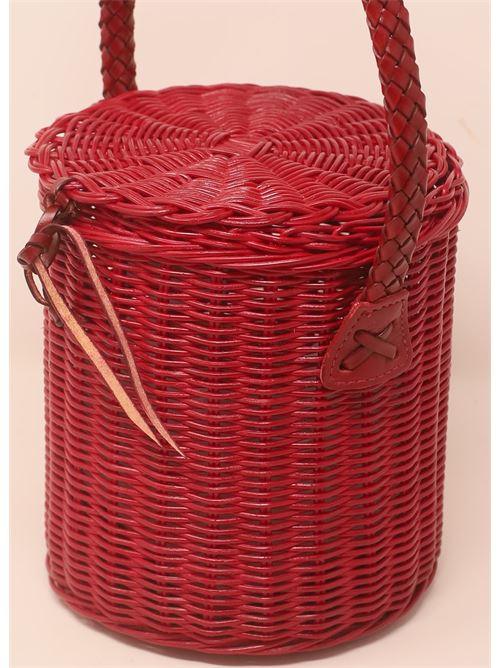 Basket with red leather handles Laboratorio Capri | 107+RED
